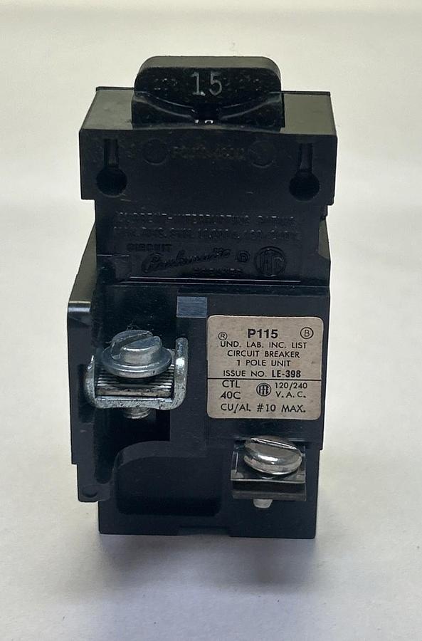 ITE,P115,PUSHMATIC CIRCUIT BREAKER 15A 120/240V 1P NOS