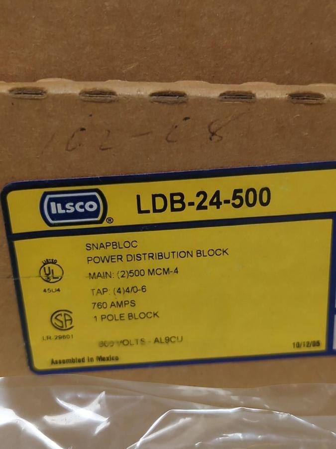 ILSCO,LDB-24-500,SNAPLOC POWER DISTRIBUTION BOX 760 AMPS 1-POLE NOS