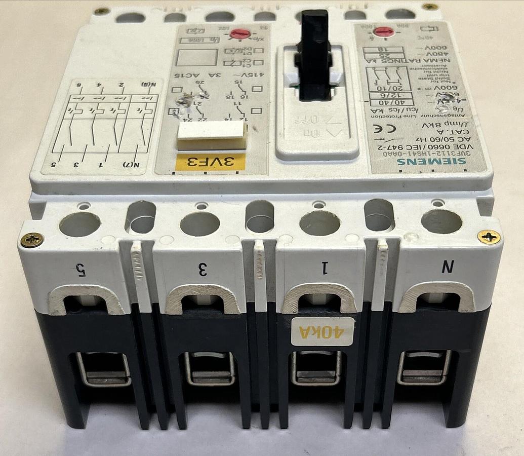 Used SIEMENS,3VF3112-1HS41-0AA0,CIRCUIT BREAKER 100A 600V 4P