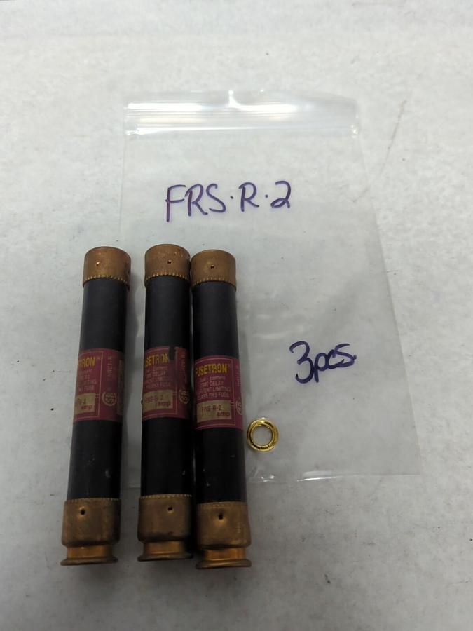 Used COOPER BUSSMANN,FRS-R-2,FUSETRON 2 AMP FUSE LOT OF 3 PRE-OWNED