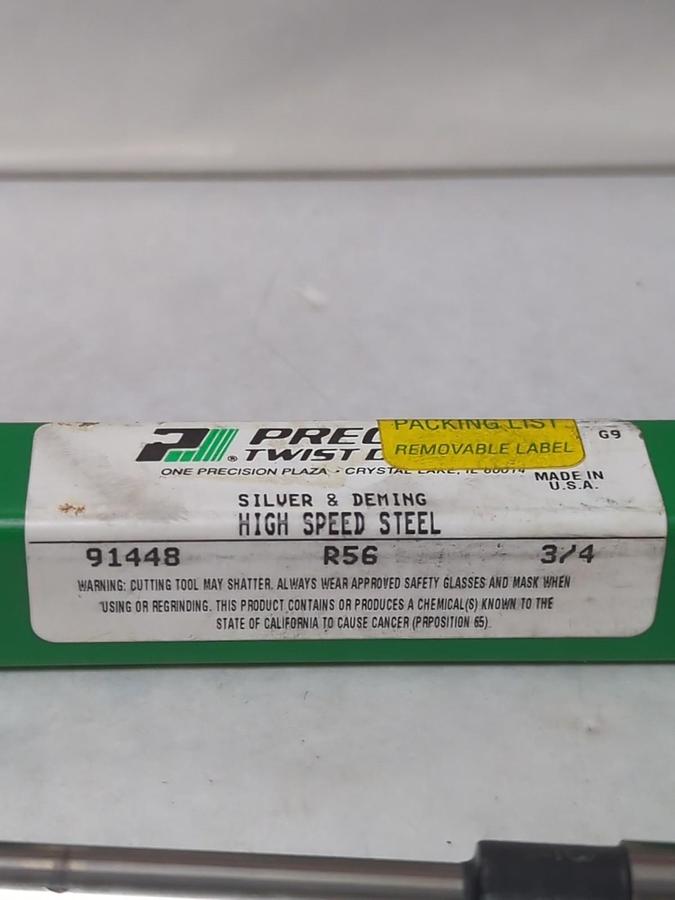 PRECISION TWIST DRILL,R56 SILVER & DEMIG HIGH SPEED STEEL 3/4 INCH NOS