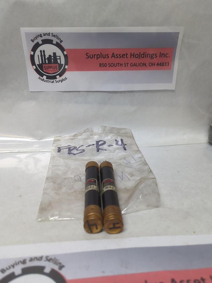 Used COOPER BUSSMANN,FRS-R-4,FUSETRON 4 AMP FUSE LOT OF 2 PRE-OWNED