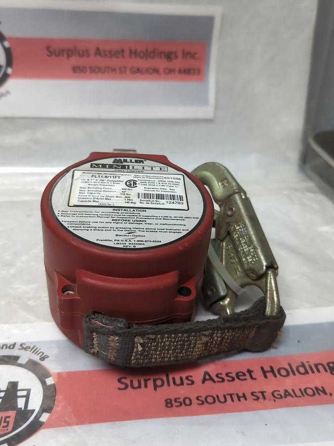 Used MILLER,FL11-8/11FT,SELF-RETRACTING FALL LIMITER RED PRE-OWNED