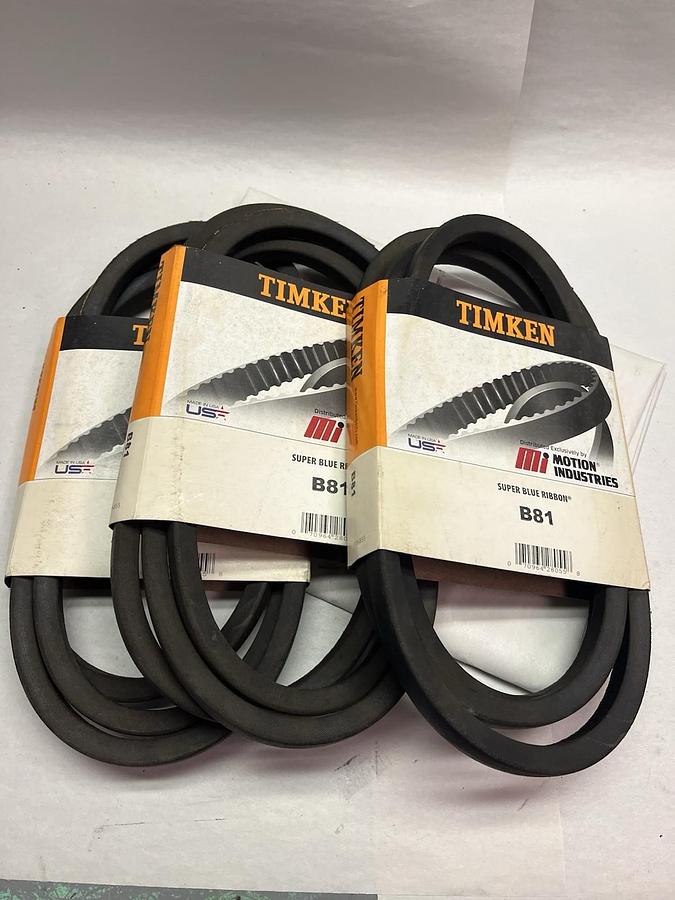 TIMKEN,B81,SUPER BLUE RIBBON V-BELT LOT OF 3