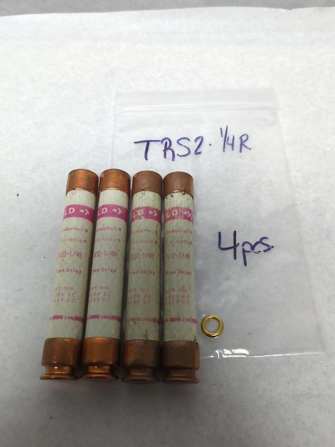 Used GOULD SHAWMUT,TRS2-1/4R,TRI-ONIC 2-1/4 AMP FUSE LOT OF 4 PRE-OWNED