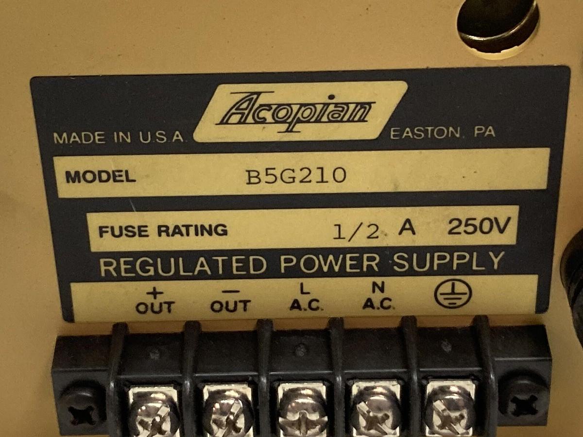 Acopian,B5G210,Regulated Power Supply 1/2A 250V