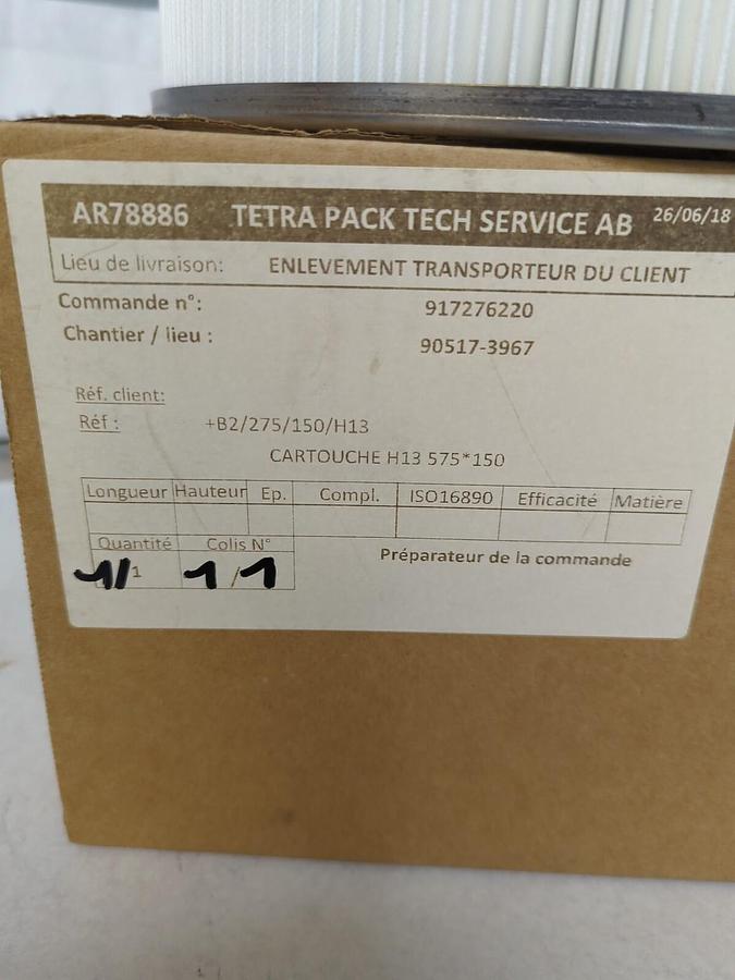 TETRA PAK,FN113,FILTER EFFECIENCY H13 10-3/4 IN DIA. 6 IN TALL 1-1/4 IN THICK