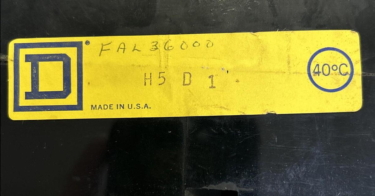 Used SQUARE D,FAL36000,CIRCUIT BREAKER 100A 600V 3P