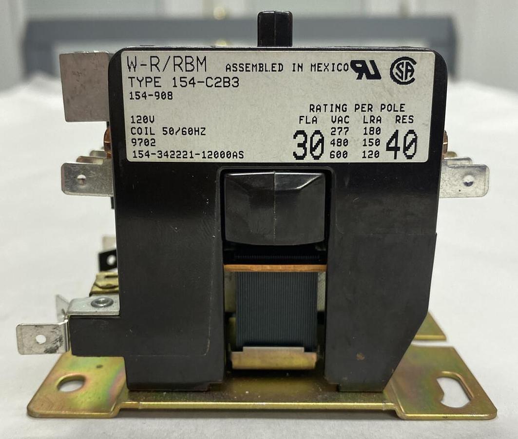 Used Stancor,W-R/RBM,Type 154-C2B3 Contactor 3 Pole 120V NOS