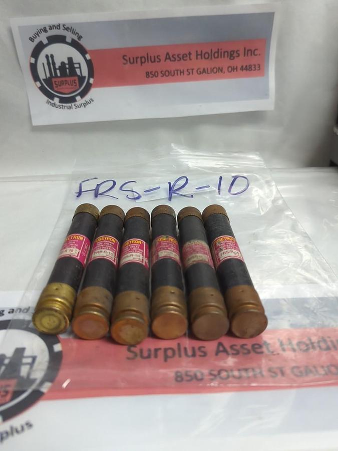 Used COOPER BUSSMANN,FRS-R-10,FUSETRON 10 AMP FUSE LOT OF 6 PRE-OWNED
