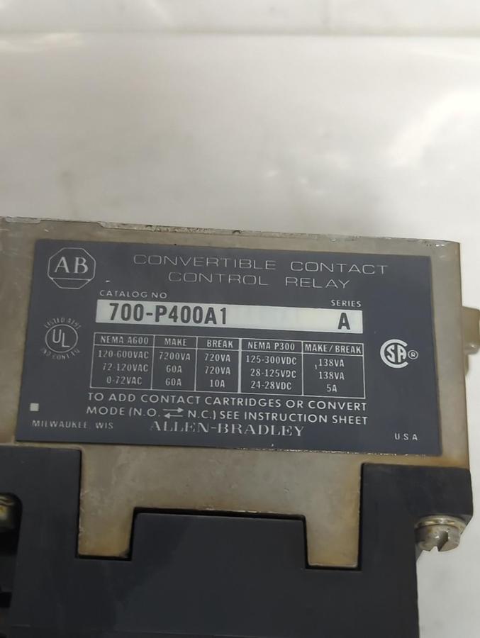 Used ALLEN BRADLEY,700-PB401/700-P400A1,CONTROL RELAY PRE-OWNED