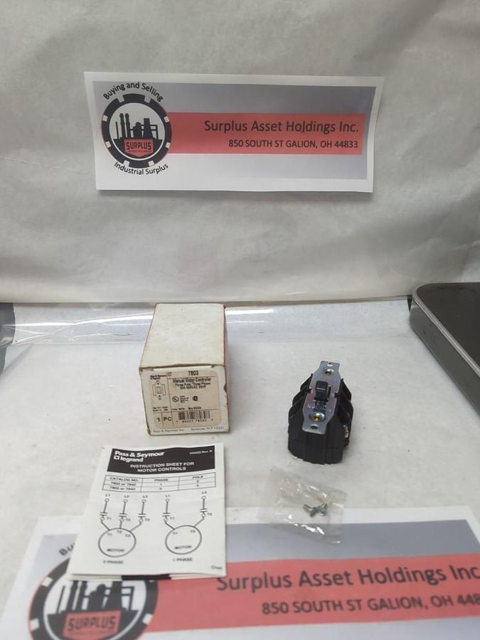 PASS & SEYMOUR,7803,MANUAL MOTOR CONTROLLER 3-POLE 3-PHASE 30A 600VAC 20HP NOS