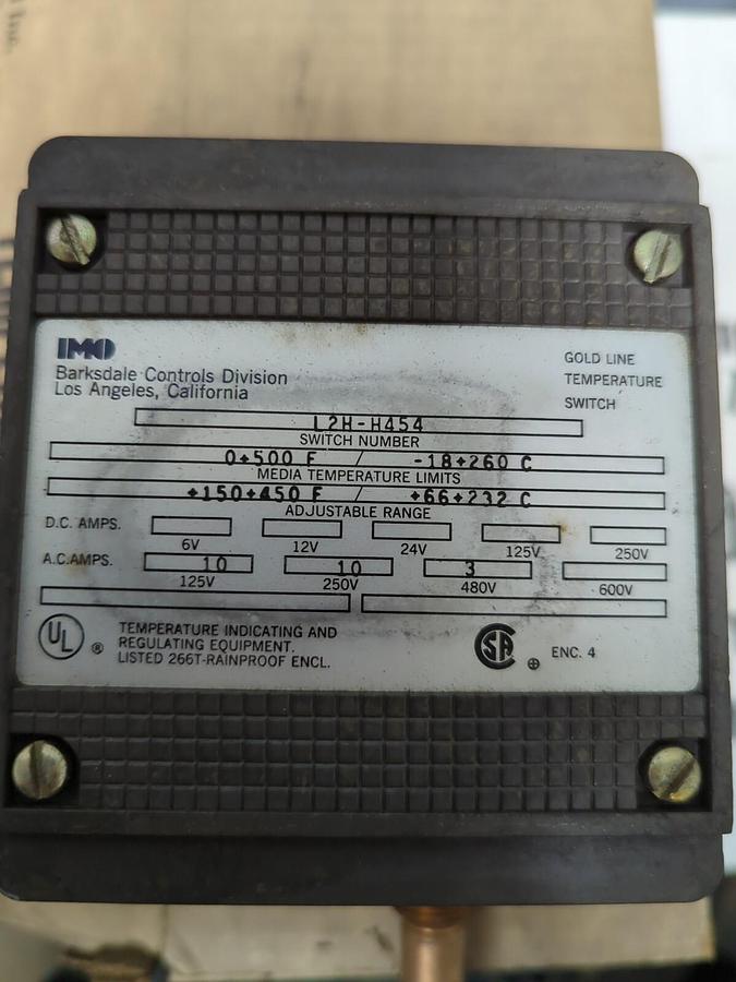 IMO BARKSDALE,L12H-H454,TEMPERATURE SWITCH NOS