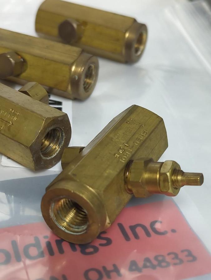 Used DELTROL,F20B,PNEU-TROL 3/8 INCH FLOW CONTROL VALVE LOT OF 9 PRE-OWNED