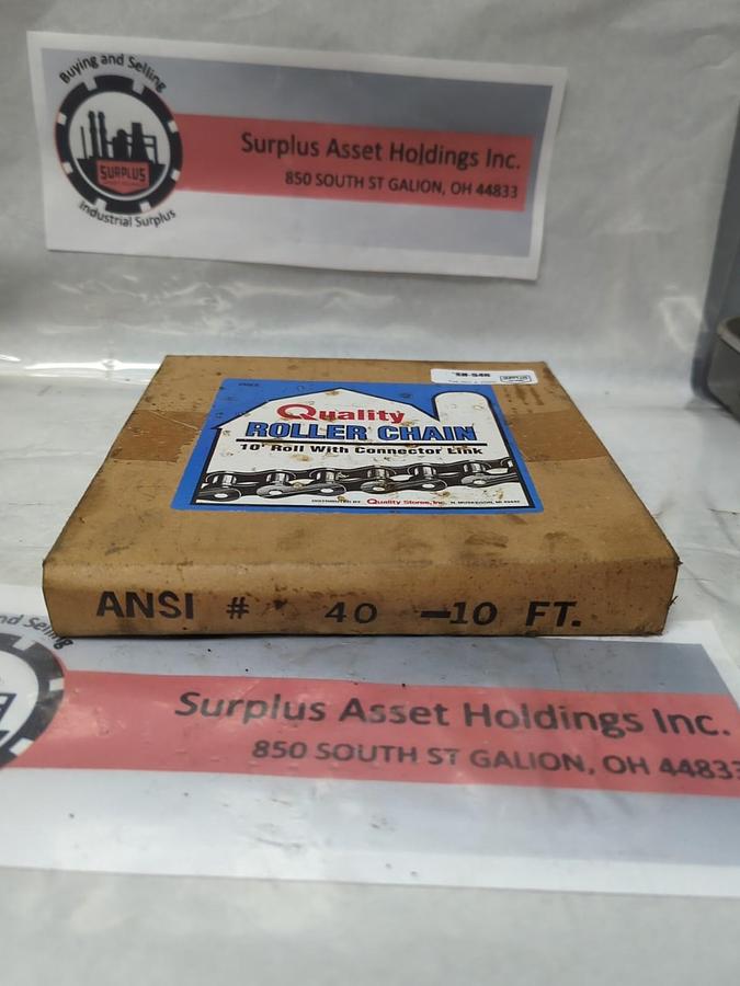QUALITY ROLLER CHAIN,ANSI # 40,ROLLER CHAIN 10 FOOT WITH CONNECTOR LINK NEW