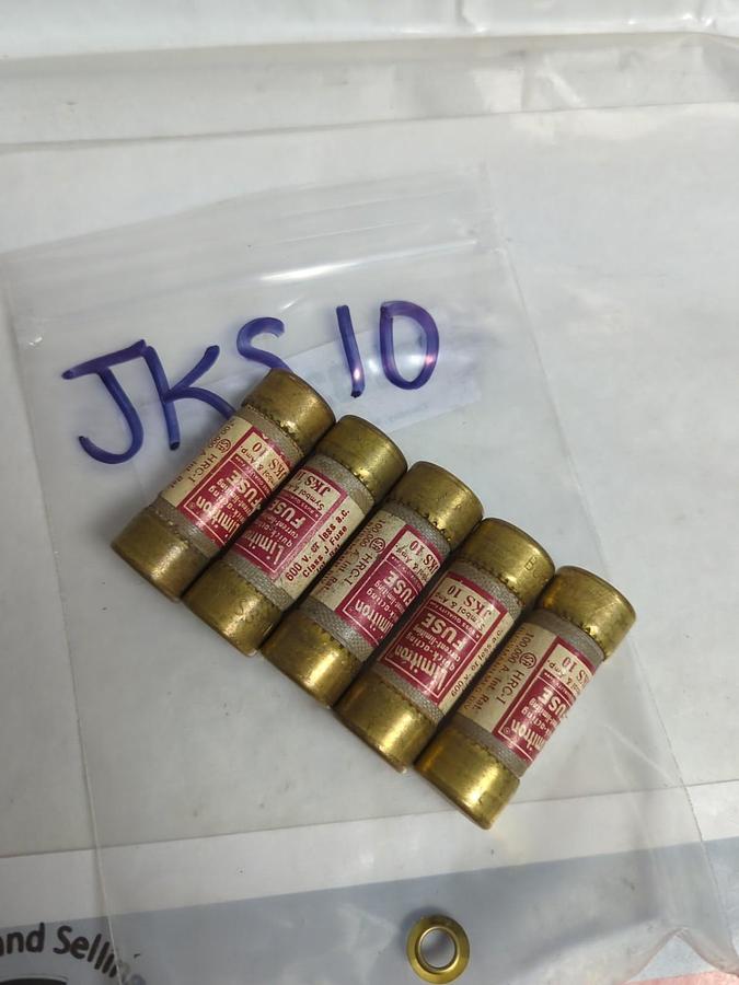 Used COOPER BUSSMANN,JKS-10,LIMITRON 10 AMP FUSE LOT OF 5 PRE-OWNED
