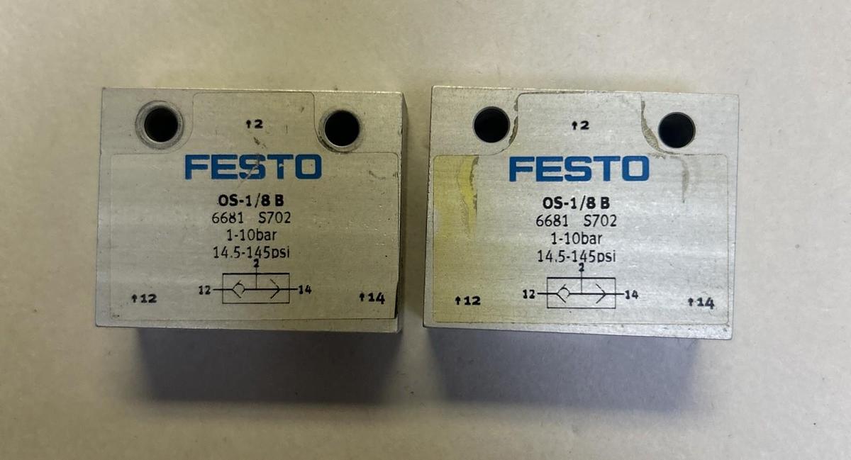 Used FESTO,OS-1/8B,MANIFOLD VALVE LOT OF 2