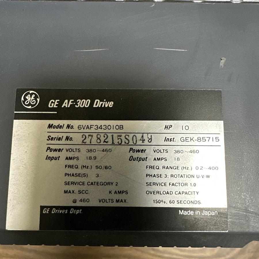 Used GE AF-300,6VAF343010B,10HP 380~460 Volts