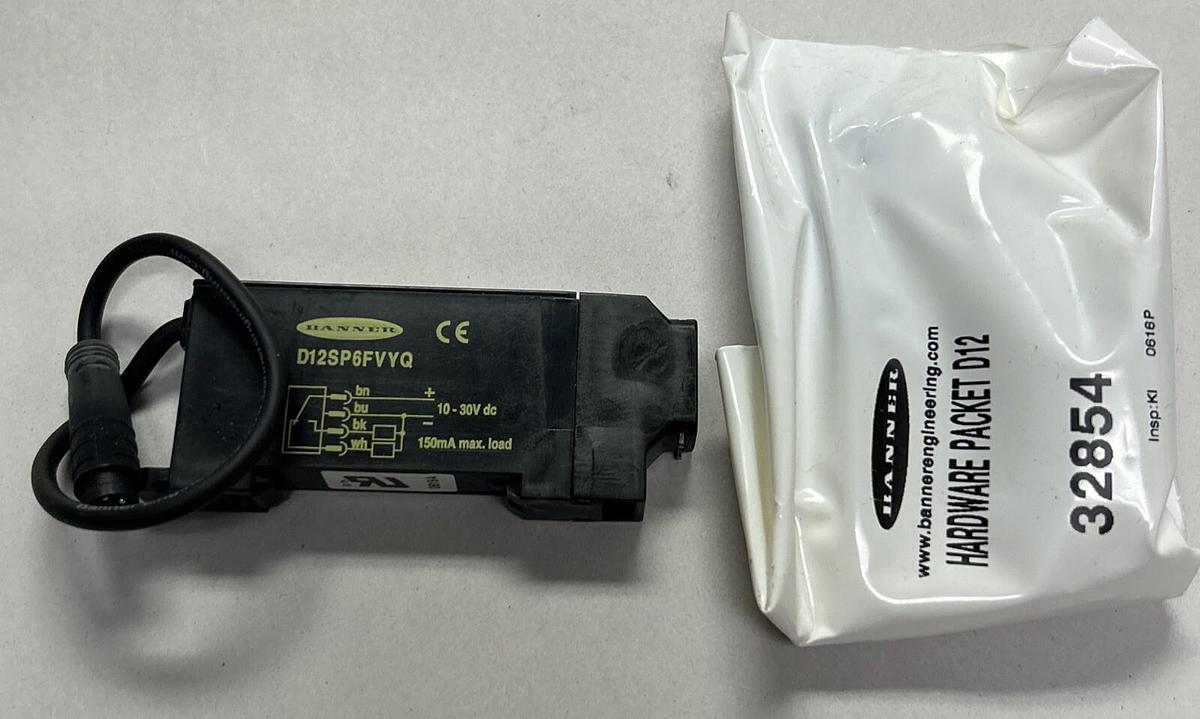 Used BANNER,D12SP6FVYQ,GLASS FIBER OPTIC SENSOR NEW