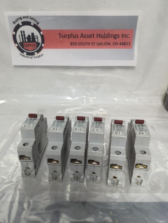 Used MOELLER,FAZ B16,CIRCUIT BREAKER 1P 230/400 AC LOT OF 6 PRE-OWNED