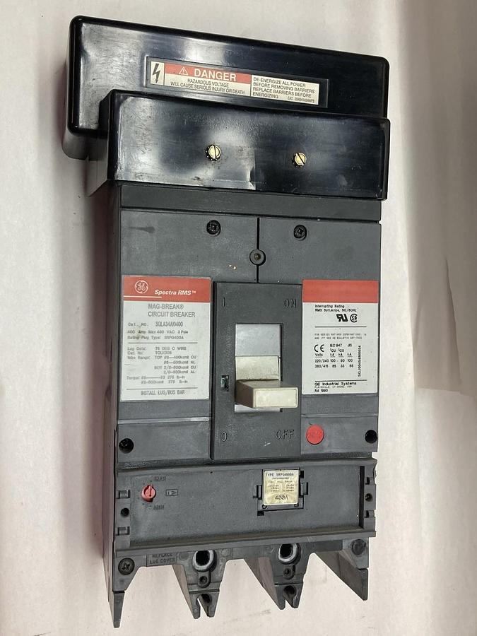 Used GE Spectra,SGLA34AI0400,Circuit Breaker 400Amp 480VAC