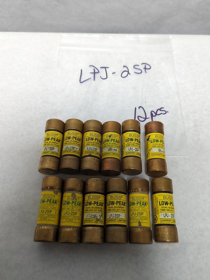 Used COOPER BUSSMANN,LPJ-2SP,LOW-PEAK 2 AMP FUSE LOT OF 12 PRE-OWNED