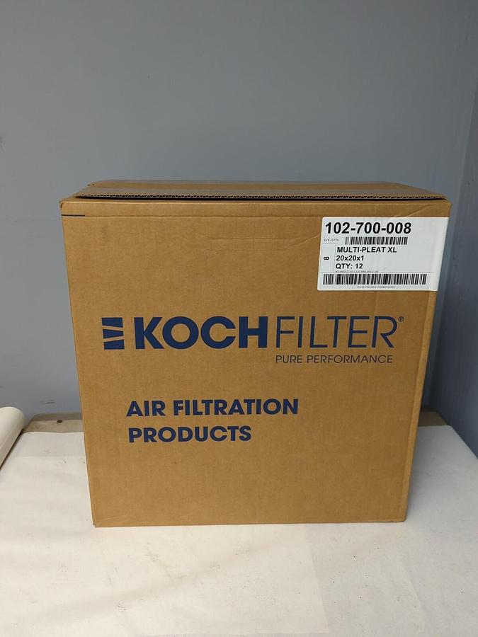 KOCH FILTER,102-700-008,MULTI-PLEAT 8-XL 20X20X1 AIR FILTER 12 PK UNOPENED