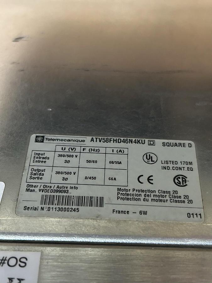 Used TELEMECANIQUE,ATV58FHD46N4KU,DRIVE