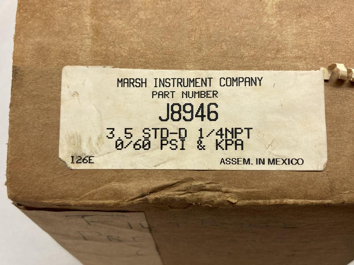 Marsh Instrument Comopany,J8946,Gauge 1/4npt 0/60psi/kpa