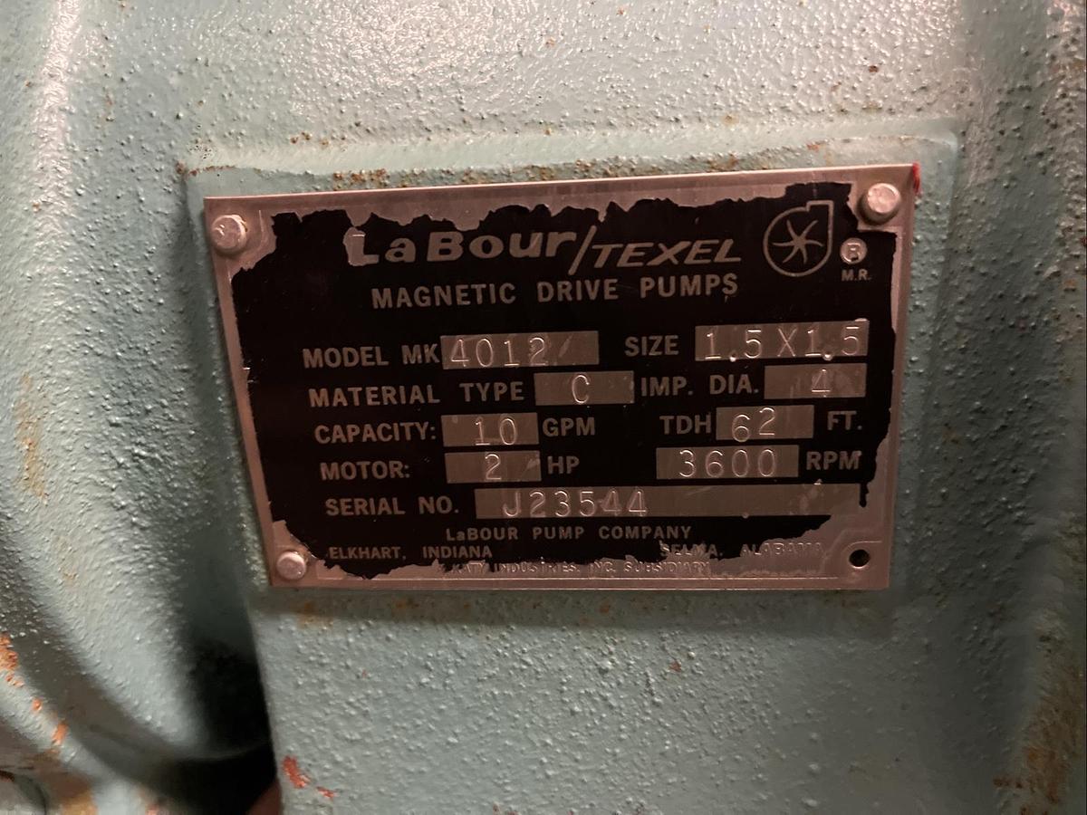 Used LA BOUR TEXEL,4012,1.5X1.5 MAGNETIC DRIVE CHEMICAL PUMP