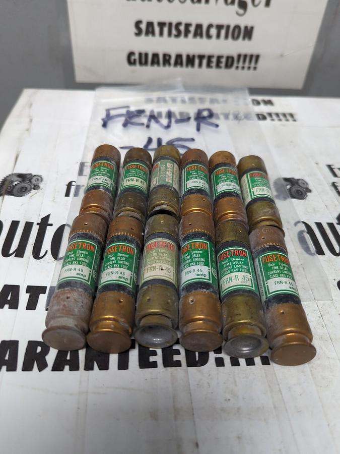 COOPER BUSSMANN,FRN-R-45,FUSETRON 45 AMP FUSES LOT OF 12 NOS
