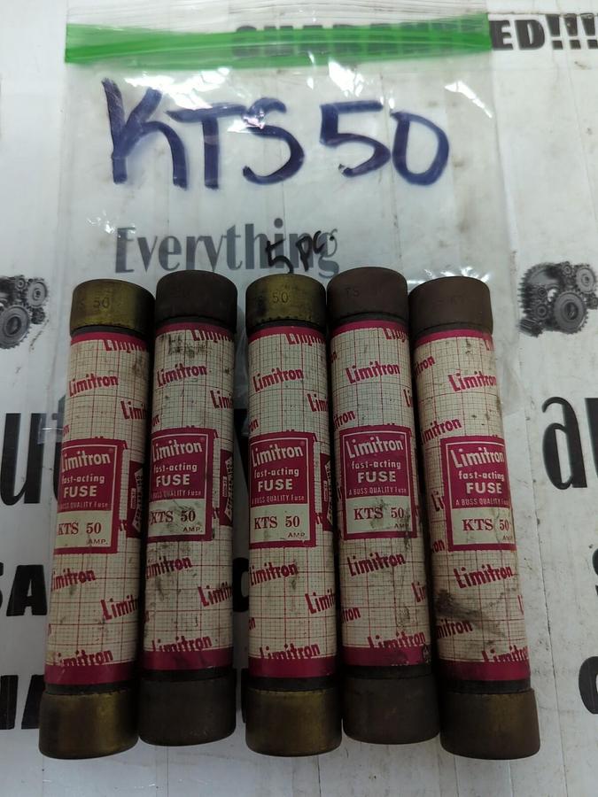 BUSSMANN LIMITRON,KTS-50,FAST-ACTING 50 AMP FUSES LOT OF 5 NOS