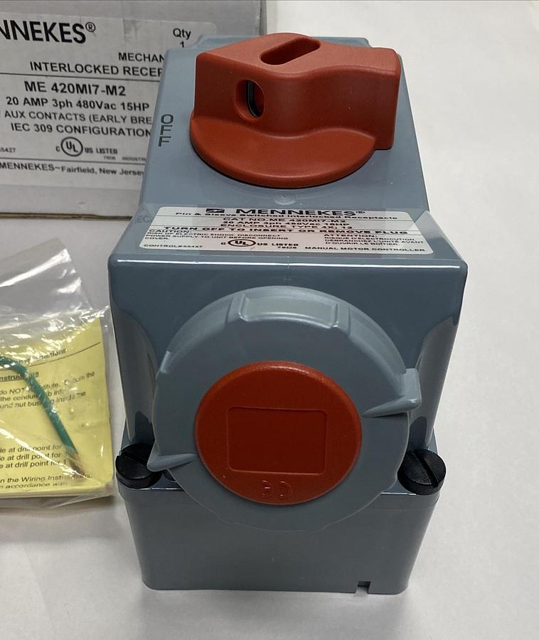 MENNEKES,ME420MI7M2,MECHANICALLY INTERLOCKED RECEPTACLE 20A 3PH 480V 15HP NEW