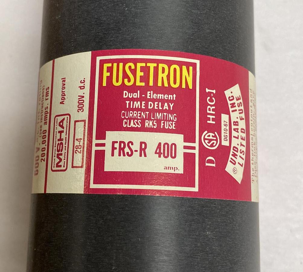 Used Bussmann,FRS-R-400,Fusetron Fuse 400 AMP 600V NOS
