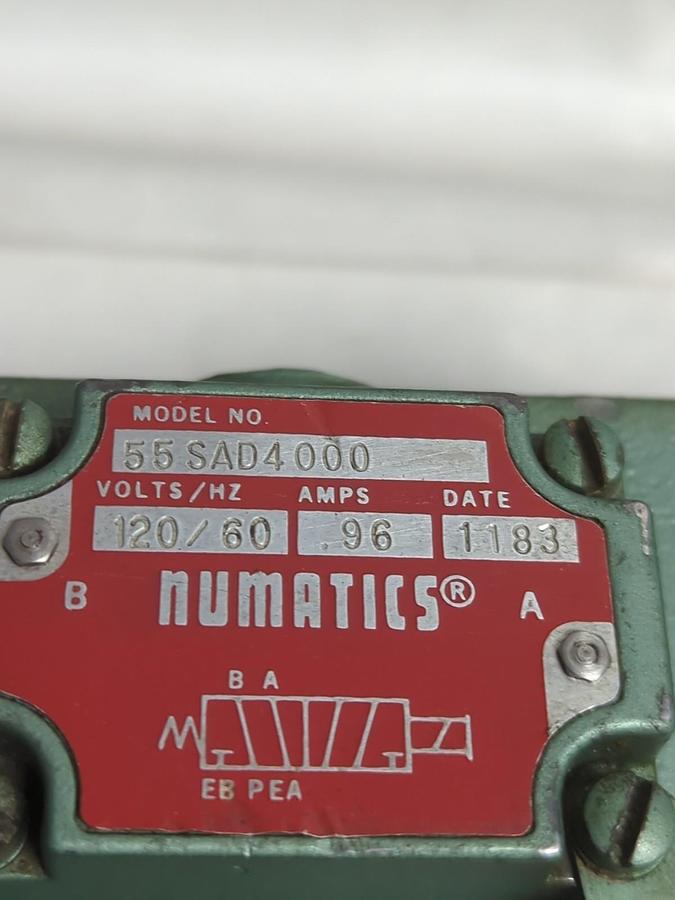 Used NUMATICS,55SAD4000,SOLENOID VALVE 120V 60HZ .96 AMPS PRE-OWNED