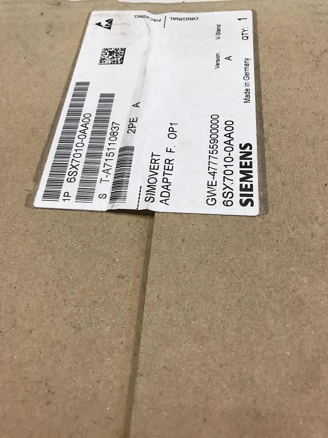 Used Siemens,6SX7010-0AA00,Simovert Adapter Sealed NOS Version A
