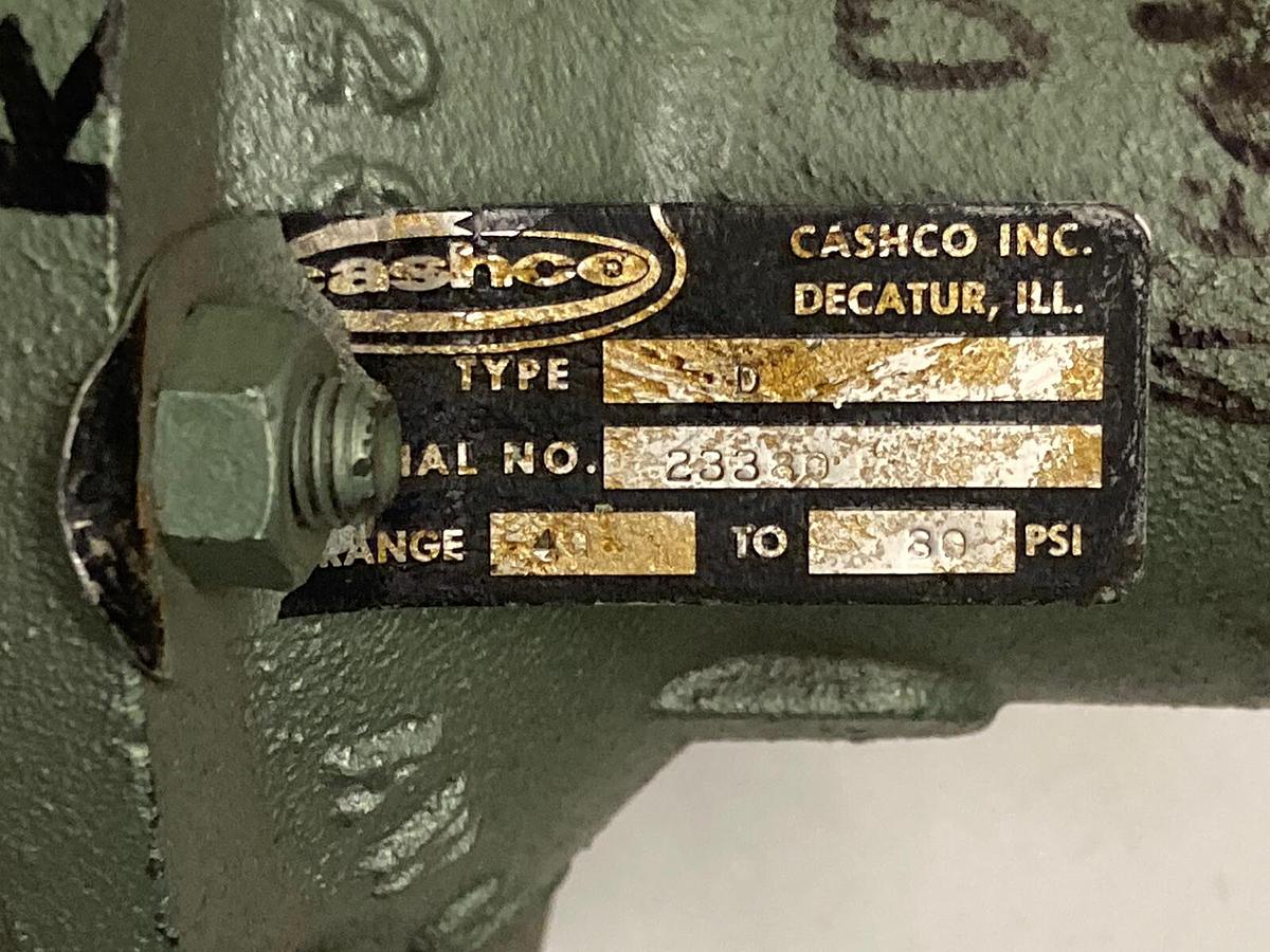 Used Cashco,Type D,Iron Pressure Regulator Valve 3/4in NPT 40-80PSI