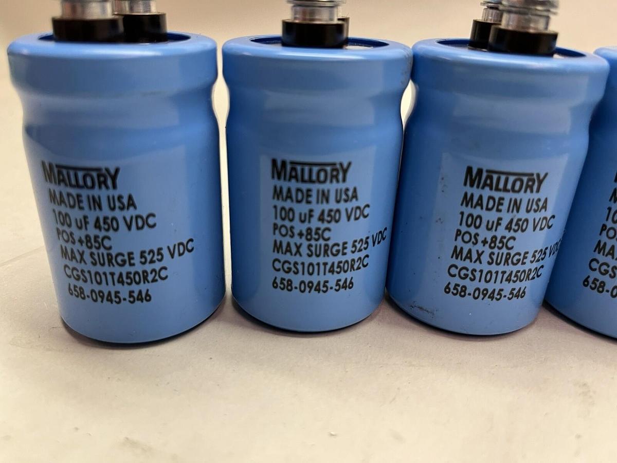 MALLORY,658-0945-546,CGS101T450R2C,CAPACIOR 100uF 450VDC LOT OF 4