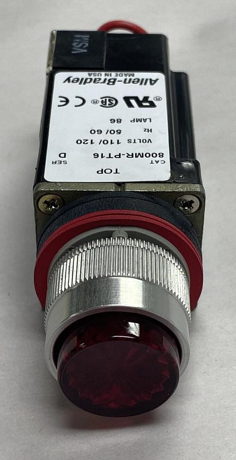 Used ALLEN-BRADLEY,800MR-PT16R,SMALL PILOT LIGHT RED LENS LOT OF 2 NOS