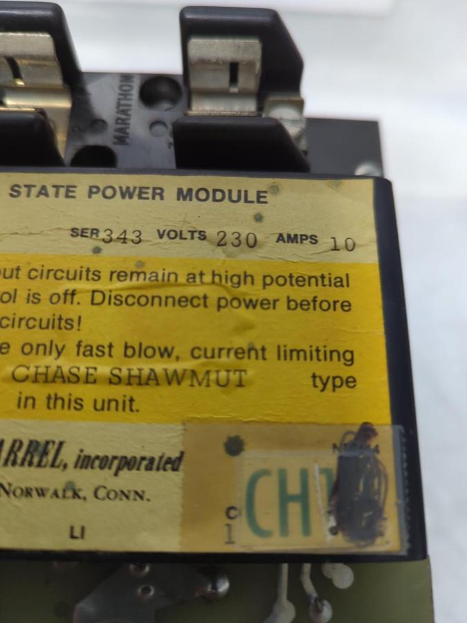 Used HARREL,PM-210D,SOLID STATE POWER MODULE SER 343 230V 10A PRE-OWNED