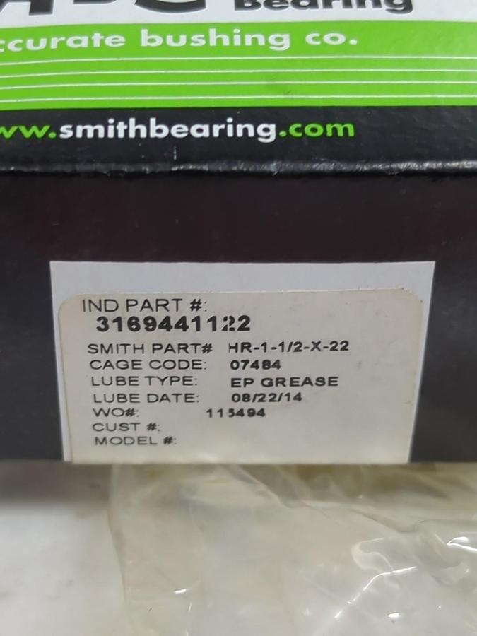 ABC SMITH BEARING,HR-1-1/2-X-22,CAM ROLLER 3169441122 NOS