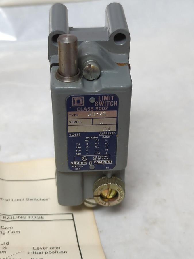 SQUARE D,80853,CLASS 9007 TYPE AW-2 POSITION SWITCH NOS