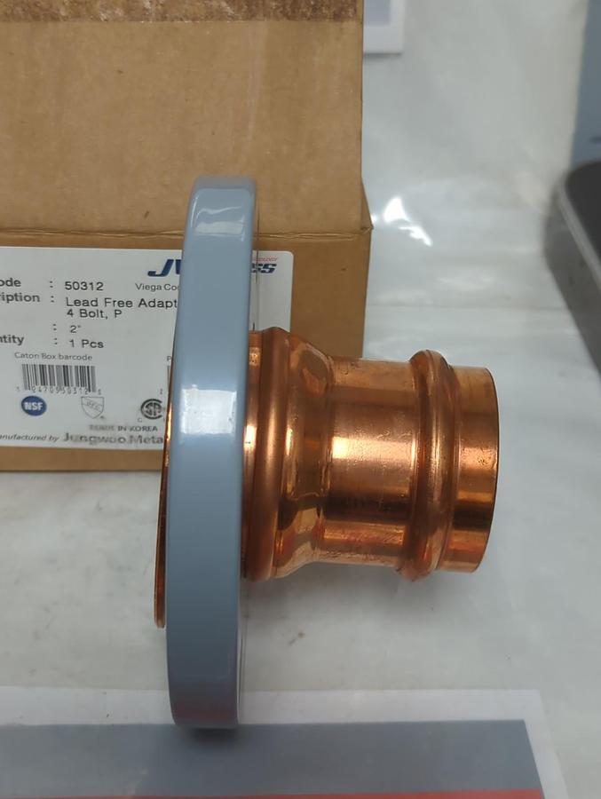 JUNGWOO METAL IND.,50312,LEAD FREE ADAPTER FLANGE 4-BOLT 2 INCH NOS