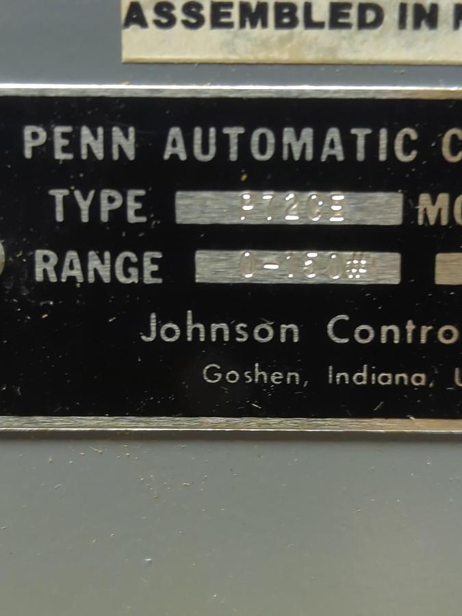 JOHNSON CONTROLS,P72CE,PENN AUTOMATIC PRESSURE CONTROL MODEL 3 NOS