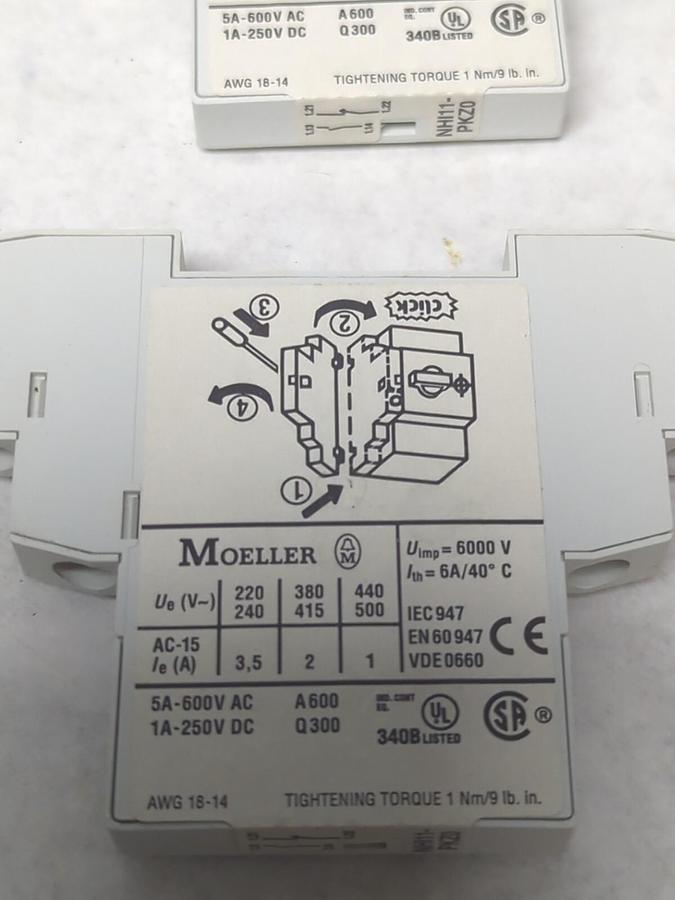 MOELLER,NHILL-PKZO,AUXILIARY CONTACT BLOCK LOT OF 4 NOS