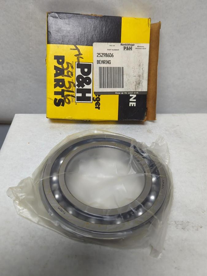 P&H NSK,25Z986D6-6018N,DEEP GROOVE BALL BEARING WITH SNAP RING NOS