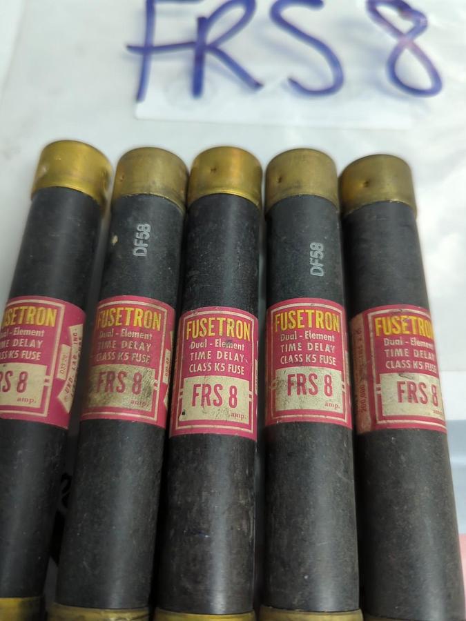 Used COOPER BUSSMANN,FRS-8,FUSETRON 8 AMP FUSE LOT OF 5 PRE-OWNED