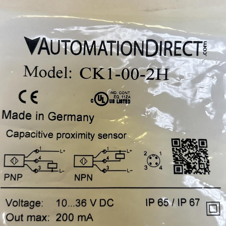 Used AUTOMATION DIRECT,CK1-00-2H,CAPACITIVE PROXIMITY SENSOR NEW