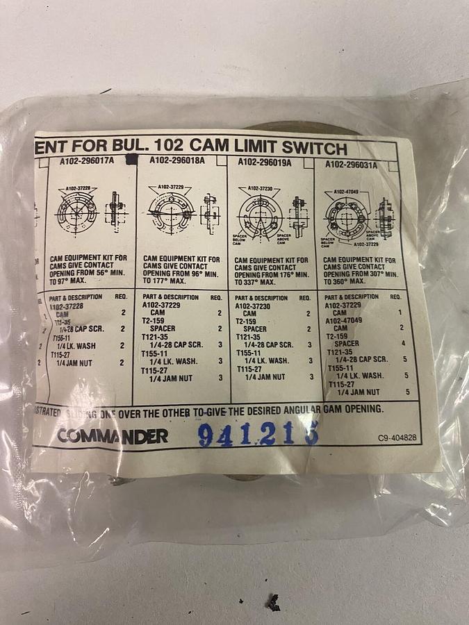 Used Commander,A102-296017A,Cam equipment BUL 102 Cam Limit Switch