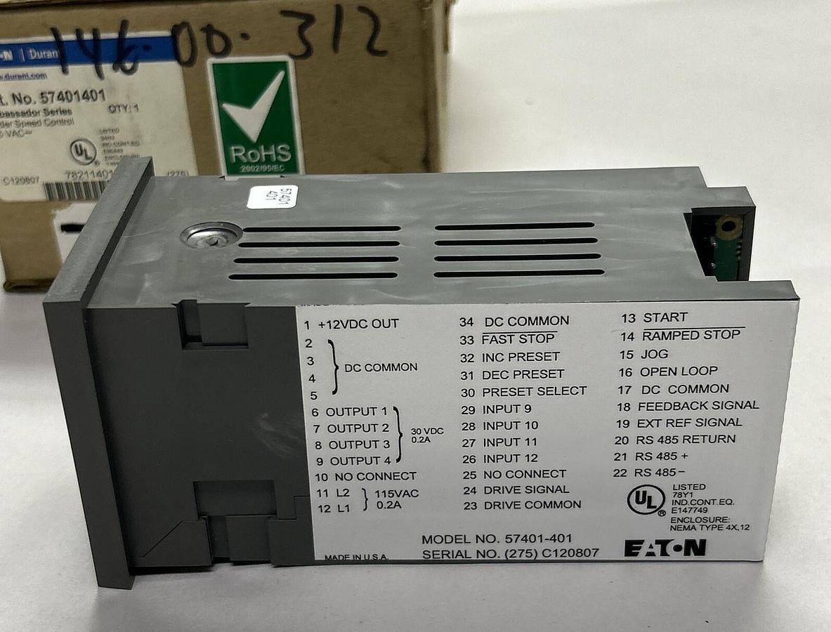 Used EATON DURANT,57401401,STRIDER SPEED CONTROL 115V NEW